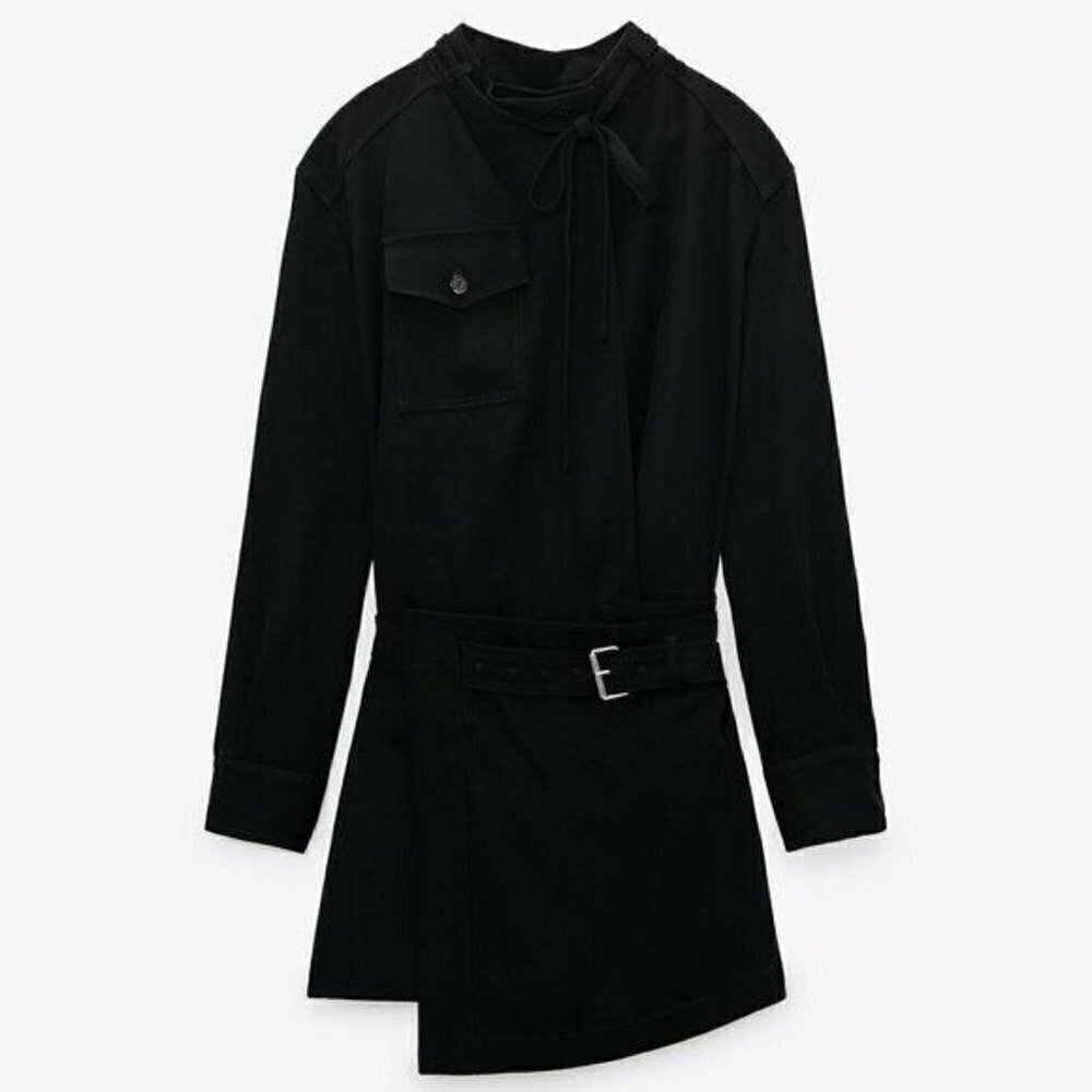 SALE NWT Zara Studio RARE Limited Edition Black Overlay Mini Dress Medium - Picture 4 of 13